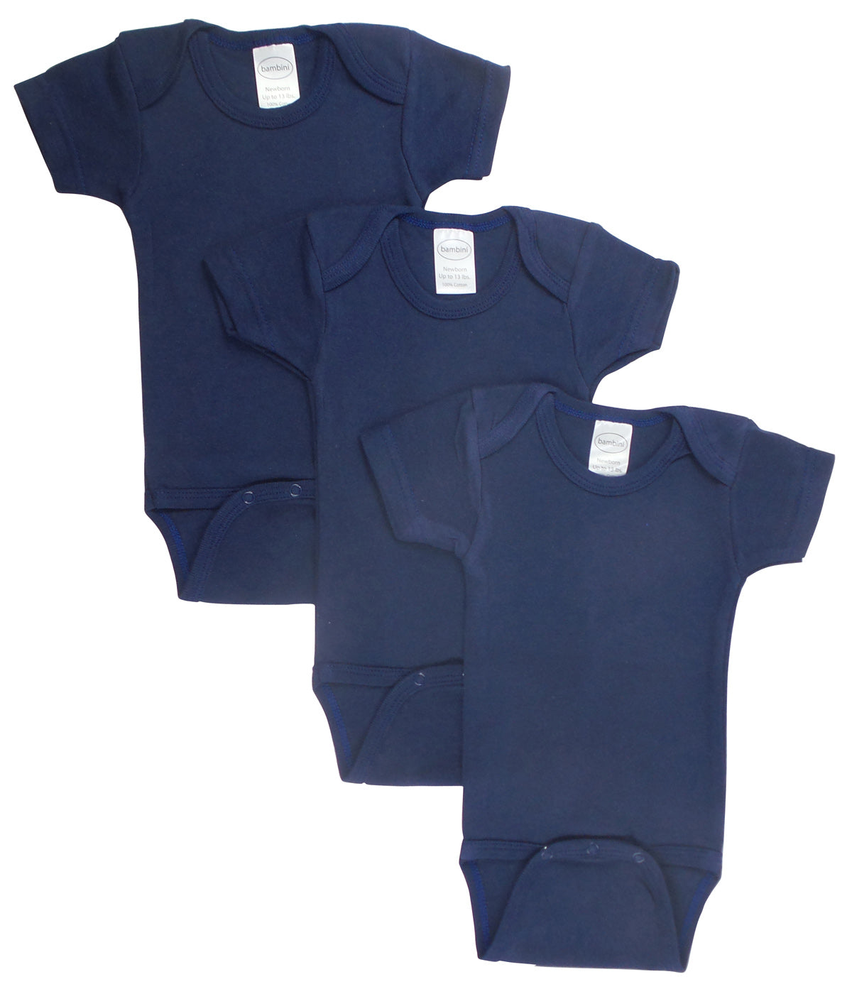 Set de 3 Bodysuits Azul Marino – 100 % Algodón Suave para Bebé-Navy Blue Baby Bodysuit Set (3-Pack) – 100% Soft Cotton