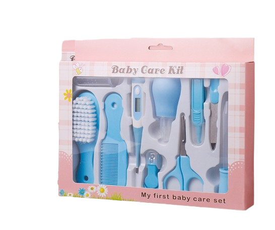 Set de 10 piezas: Cepillo-Peine-Termómetro-Succionador Nasal-Set Cortauñas-Gotero-Dosificador. 10-piece set: Brush-Comb-Thermometer-Nasal Suction Device-Nail Clipper Set-Dropper-Dispenser