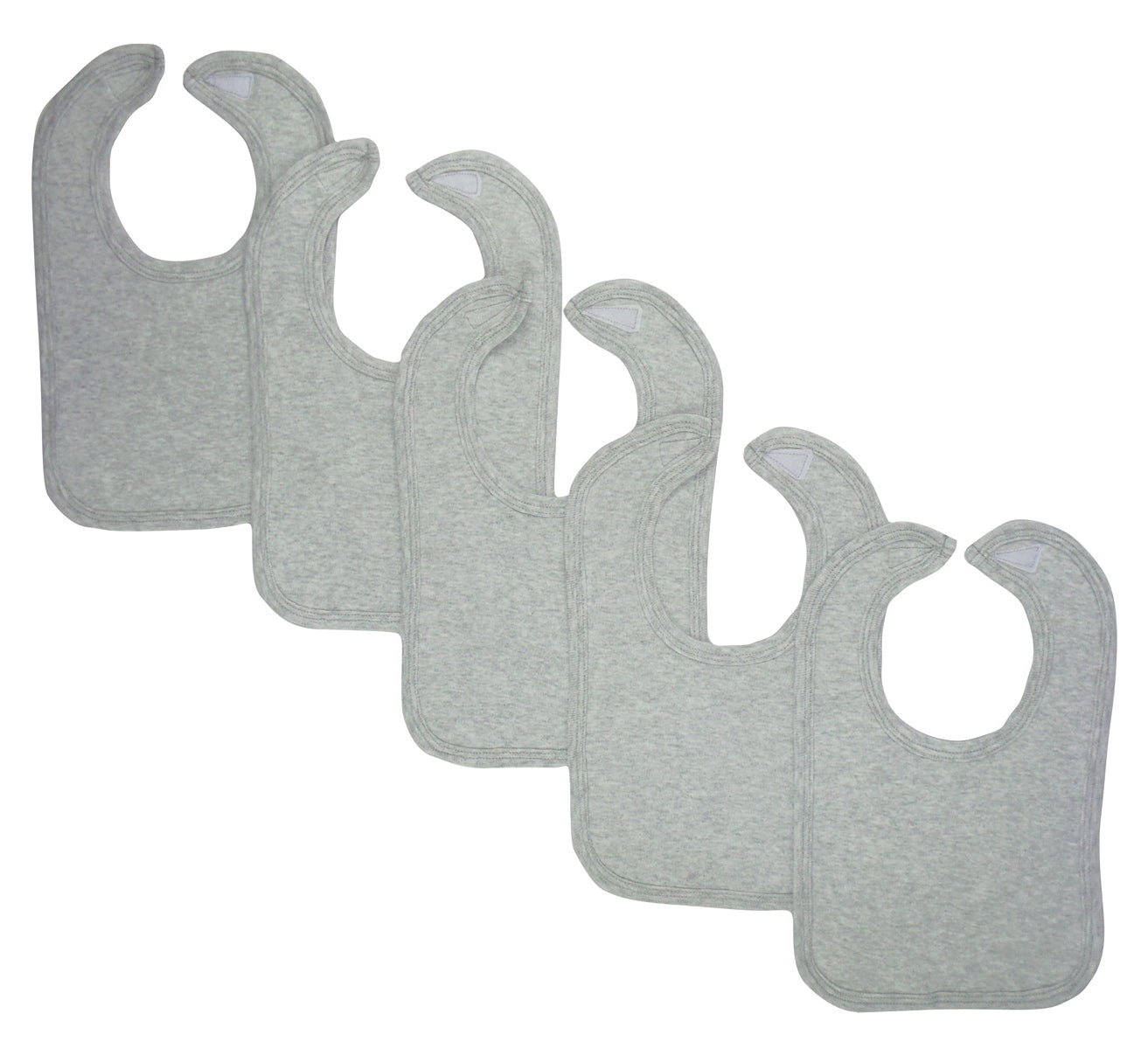 Baberos Grises para Bebé – Pqt. de 5 de Algodón con Cierre de Velcro - Grey Baby Bibs – 5-Pack Soft Cotton with Velcro Closure | VTE Bebé