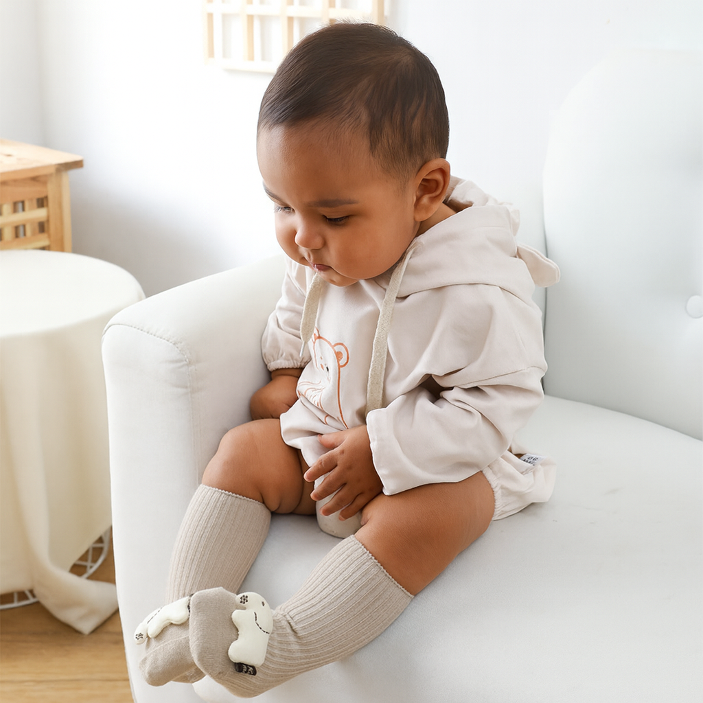 Calcetines Antideslizantes para Bebé con Muñeco 3D y Diseño de Caricatura - Non-Slip Baby Socks with 3D Doll and Cartoon Design