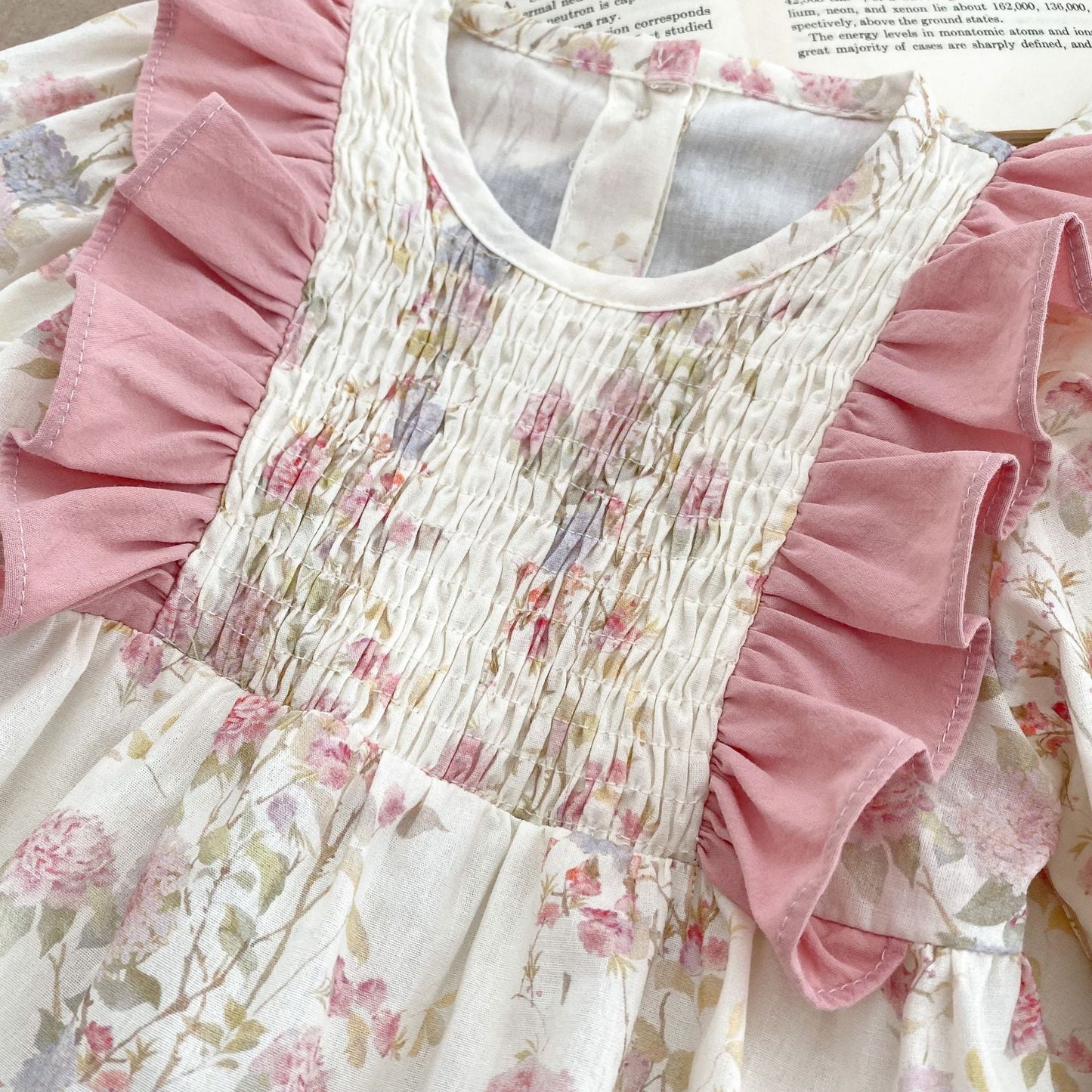 Conjunto Floral Estilo Francés – Body de Manga Larga y Vestido de Primavera para Niña-French-Style Floral Set – Long-Sleeve Bodysuit & Spring Dress for Baby Girl