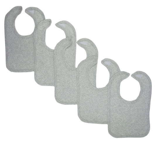 Baberos Grises para Bebé – Pqt. de 5 de Algodón con Cierre de Velcro - Grey Baby Bibs – 5-Pack Soft Cotton with Velcro Closure | VTE Bebé