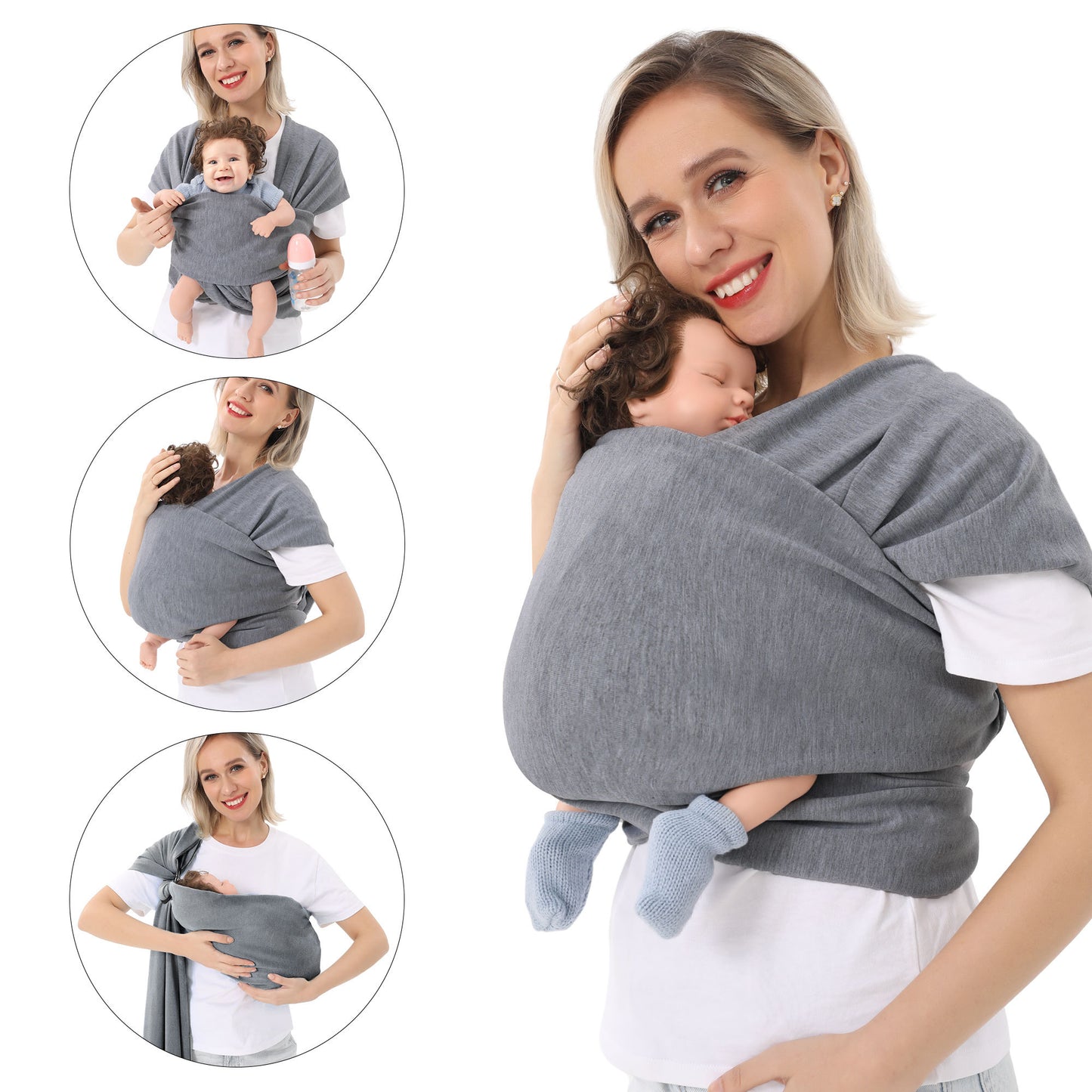 Portabebés Envolvente Multifuncional (Tipo Fular)-Multi-Functional Baby Wrap Carrier (Fular Style)
