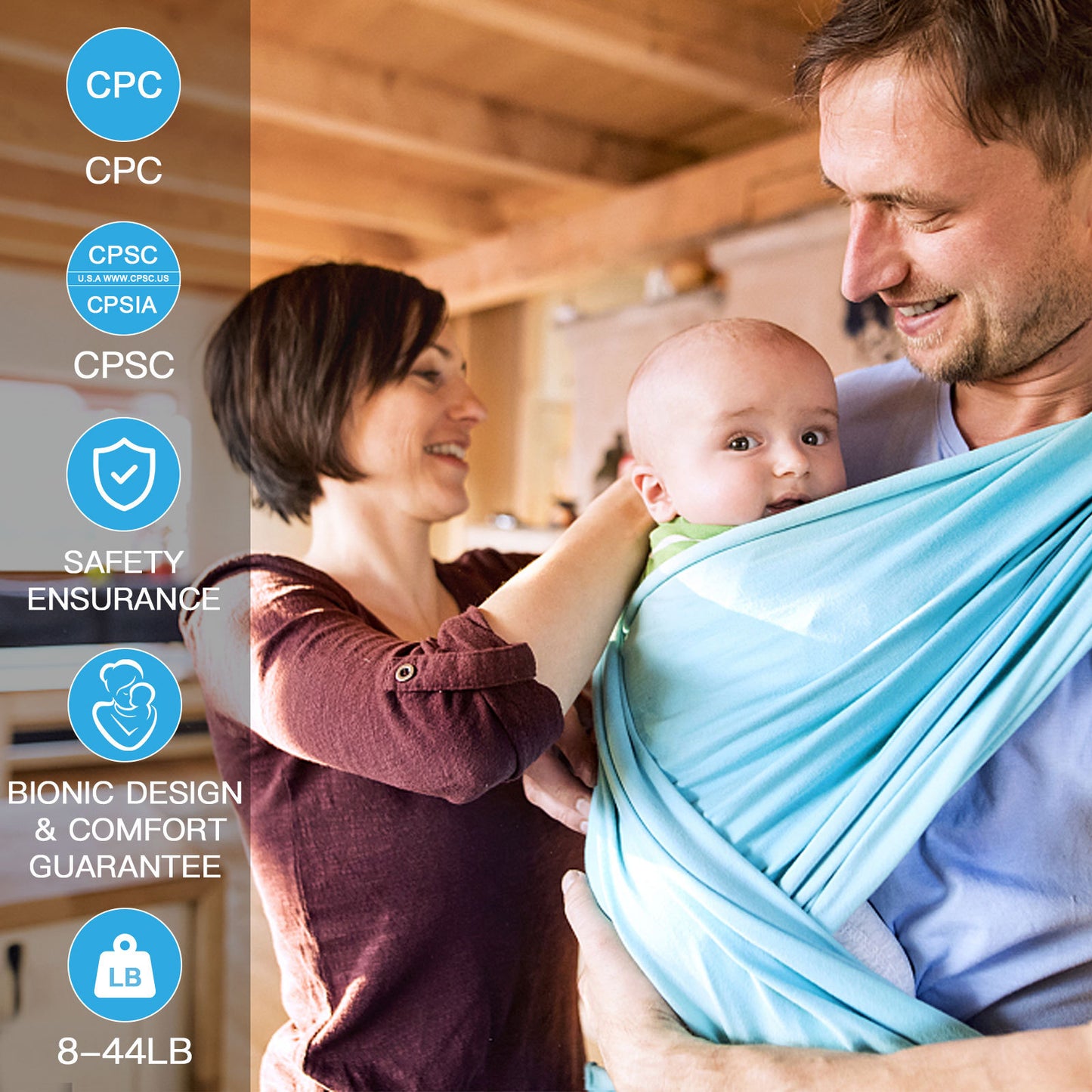 Portabebés Envolvente Multifuncional (Tipo Fular)-Multi-Functional Baby Wrap Carrier (Fular Style)