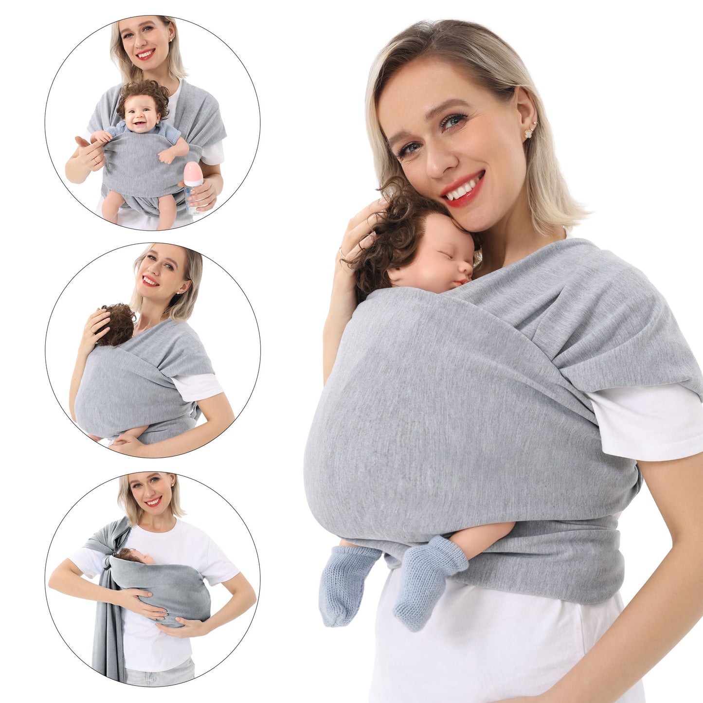 Portabebés Envolvente Multifuncional (Tipo Fular)-Multi-Functional Baby Wrap Carrier (Fular Style)