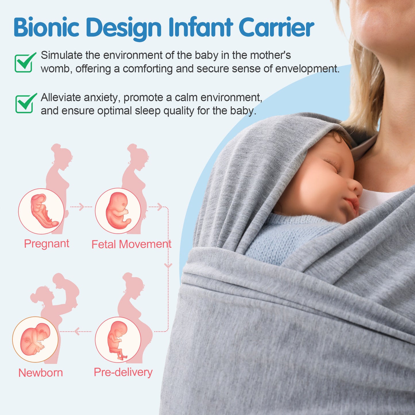 Portabebés Envolvente Multifuncional (Tipo Fular)-Multi-Functional Baby Wrap Carrier (Fular Style)