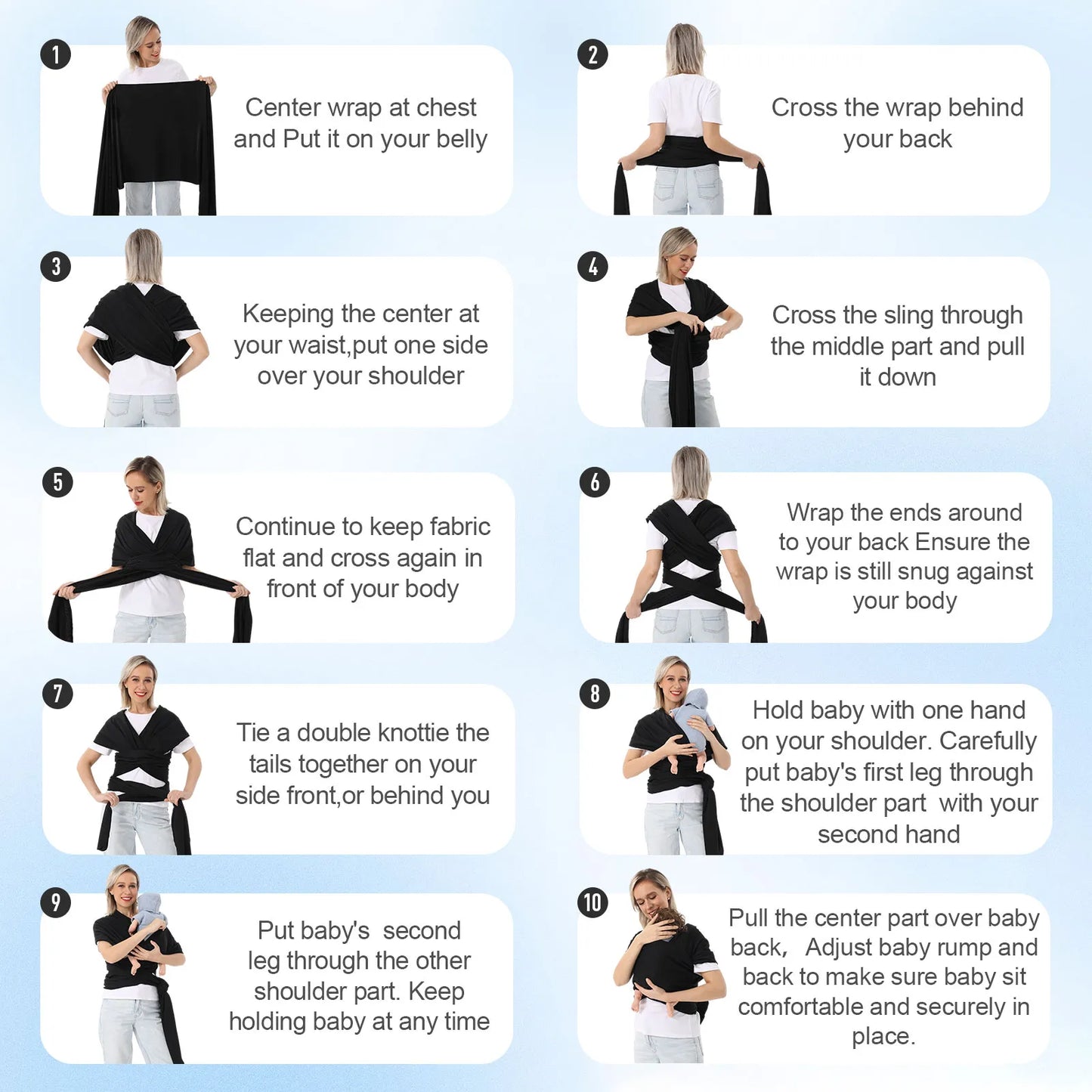 Portabebés Envolvente Multifuncional (Tipo Fular)-Multi-Functional Baby Wrap Carrier (Fular Style)