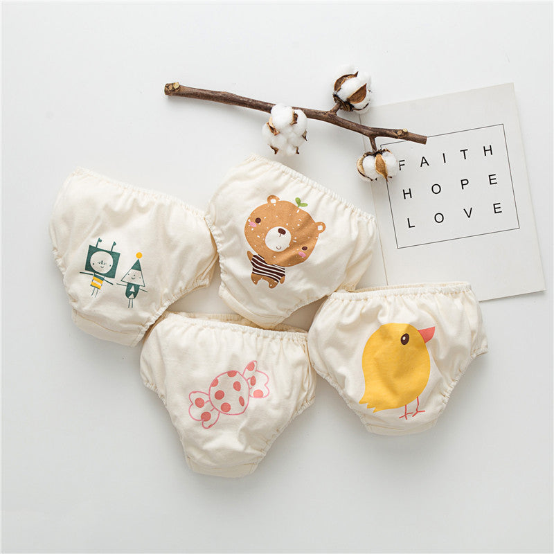 Ropa interior de algodón con estampado de dibujos animados para niñas│Baby Girl Cartoon Print Pattern Cotton Underwear