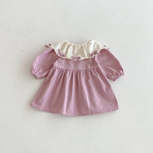 Conjunto para hermanitas – Vestido y Body Lila con Moñitos de Mariposa  ❘ Sister Set – Lilac Dress and Bodysuit with Butterfly Bows