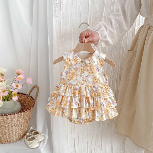 Body Bebé con Volantes y Estampado Floral – Sin Mangas ❘ Sleeveless Baby Bodysuit with Ruffles and Floral Print